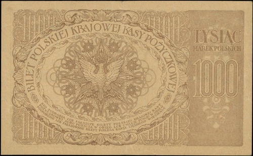 1.000 marek polskich 17.05.1919, bez oznaczenia serii, numeracja 634942, Lucow 343 (R6), Miłczak 22a, załamanie w połowie, ale ładnie zachowane