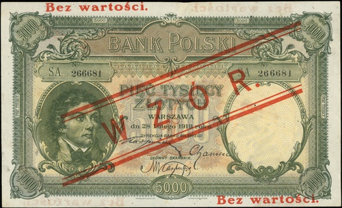 5.000 złotych 28.02.1919, seria A, numeracja 266