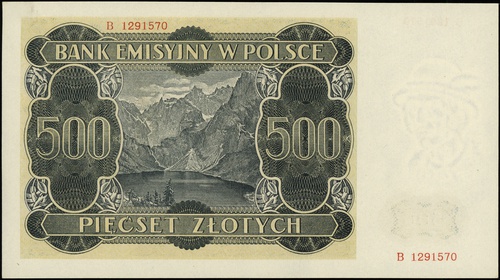500 złotych 1.03.1940, seria B, numeracja 129157