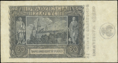 20 złotych 1.03.1940, seria K, numeracja 9336138