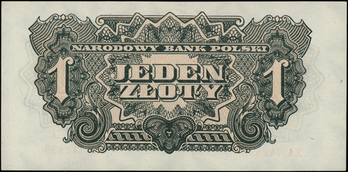 1 złoty 1944, seria XA, numeracja 742839, w klau