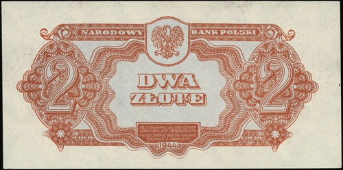 2 złote 1944, bez oznaczenia serii i numeracji, w klauzuli \obowiązkowym, Lucow 1078 (R7)