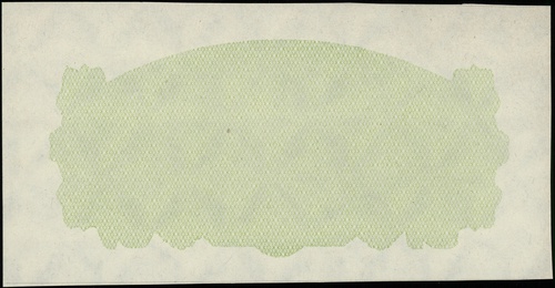 niedokończony druk banknotu 10 złotych 1944, bez oznaczenia serii i numeracji, papier ze znakiem wodnym, po obu stronach jedynie poddruk giloszowy bez druku stalorytniczego, Lucow 1114 (R7) - ilustrowany w katalogu kolekcji, Miłczak 115, nierówno wycięty, lekko nieświeży papier, ale pięknie zachowane