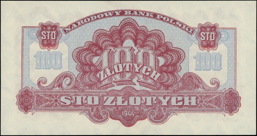 100 złotych 1944, seria MX, numeracja 238701, w klauzuli \obowiązkowe, Lucow 1136c (R4)