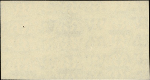 niedokończony druk banknotu 100 złotych 15.05.1946, bez oznaczenia serii i numeracji, strona główna niezadrukowana, na stronie odwrotnej jedynie poddruk offsetowy, papier ze znakiem wodnym, Lucow 1202 (R7) - ilustrowany w katalogu kolekcji, Miłczak 129, ugięcie przez środek i kilka mniejszych, ale bez złamań, niewielka wada papieru