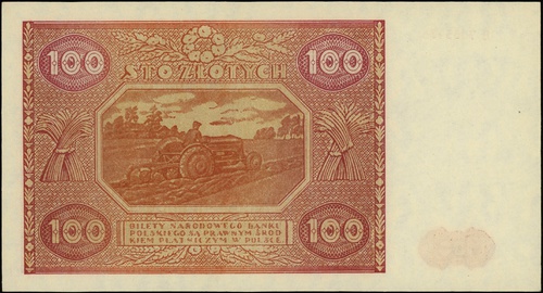 100 złotych 15.05.1946, seria E, numeracja 7033935, Lucow 1204 (R4), Miłczak 129a, wyśmienity egzemplarz