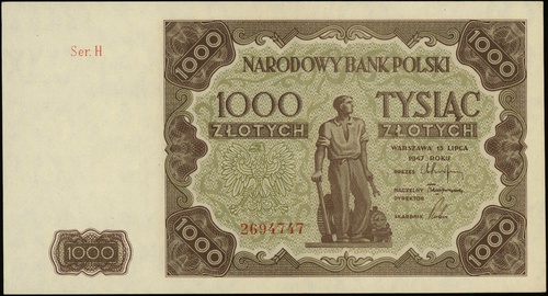 1000 złotych 15.07.1947, seria H, numeracja 2694
