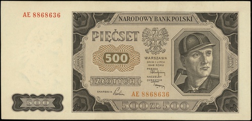 500 złotych 1.07.1948, seria AE, numeracja 88686