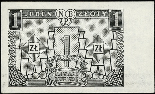 czarnodruk projektu banknotu 1 złoty 1.07.1955, 