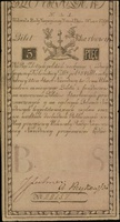 5 złotych 8.06.1794, seria N.A.1, numeracja 28157, w napisie błąd \wszlkich, mały fragment firmowe..