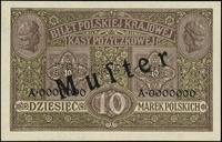 10 marek polskich 9.12.1916, druk tylko strony odwrotnej, seria B, numeracja 0000000, w środku poz..