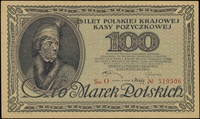 100 marek polskich 15.02.1919, seria O, numeracja 519506, Lucow 316 (R3), Miłczak 18a, dwa delikat..