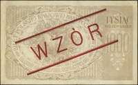 1.000 marek polskich 17.05.1919, seria ZE, numeracja 025781✻, po obu stronach ukośny czerwony nadr..