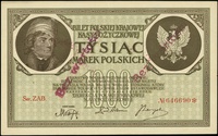 1.000 marek polskich 17.05.1919, seria ZAB, numeracja 646690✻, po obu stronach dwukrotnie ukośna r..