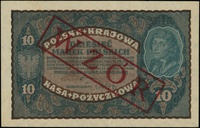 10 marek polskich 23.08.1919, seria II-D, numeracja 447,650, po obu stronach ukośny czerwony nadru..