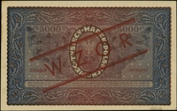 5.000 marek polskich 7.02.1920, seria II-R, numeracja 545,835, po obu stronach ukośny czerwony nad..