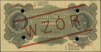 10.000 marek polskich 11.03.1922, seria A / A, numeracja 1234500 / 6789000, po obu stronach ukośny..