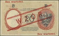 20 złotych 15.07.1924, II emisja, seria A, numeracja 1234567 / 8901234, po obu stronach ukośny cze..