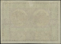 próbny druk kolorystyczny strony odwrotnej banknotu 50 złotych emisji 28.08.1925, bez oznaczenia s..