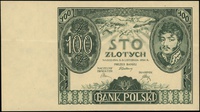 próba kolorystyczna strony głównej banknotu 100 złotych 9.11.1934, druk w kolorze zielonym, bez po..