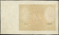 niedokończony druk banknotu 100 złotych 2.06.1932 lub 9.11.1934, seria CF., numeracja 1182318, na ..