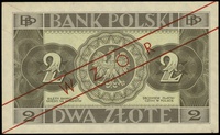 2 złote 26.02.1936, seria BX, numeracja 0690019, po obu stronach ukośny czerwony nadruk \WZÓR, Luc..