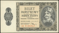 1 złoty 1.10.1938, seria ID, numeracja 5186547, Lucow 719 (R3), Miłczak 78b, minimalne nadgięcia n..