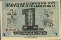 bon na 1 markę 1942/1943, seria F, numeracja 7901960, na stronie odwrotnej nie wypełniony, ale pie..
