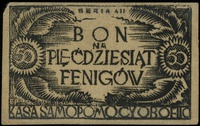 bon na 50 fenigów, seria AII, w lewym dolnym rogu inicjały \EP, Lucow 913a (R2)