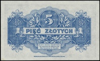 5 złotych 15.08.1939, seria A, numeracja 2223096, papier bez znaku wodnego, Lucow 1016 (R5), Miłcz..