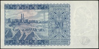 20 złotych 15.08.1939, seria L, numeracja 967041, Lucow 1029 (R6), Miłczak 83a, niewielkie ugięcie..