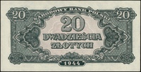 20 złotych 1944, seria УO, numeracja 164964, w klauzuli \obowiązkowe, Lucow 1122c (R2) - ilustrowa..