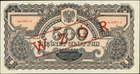 500 złotych 1944, seria Ax, numeracja 638110, w klauzuli \obowiązkowe, po obu stronach czerwony uk..