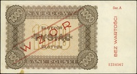 1000 złotych 1945, seria A, numeracja 1234567, po obu stronach czerwony ukośny nadruk \WZÓR\" i pi..