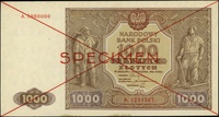 1000 złotych 15.01.1946, seria A, numeracja 1234567 / 8900000, po obu stronach dwukrotnie przekreś..