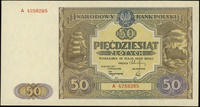 50 złotych 15.05.1946, seria A, numeracja 4258285, Lucow 1197 (R3), Miłczak 128a, niezauważalnie z..