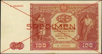 100 złotych 15.05.1946, seria A, numeracja 1234567 / 8900000, po obu stronach dwukrotnie przekreśl..
