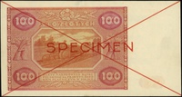 100 złotych 15.05.1946, seria A, numeracja 1234567 / 8900000, po obu stronach dwukrotnie przekreśl..