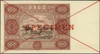 100 złotych 15.07.1947, seria A, numeracja 1234567, po obu stronach dwukrotnie przekreślony z nadr..