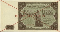 1000 złotych 15.07.1947, seria A, numeracja 1234567, po obu stronach dwukrotnie przekreślony z nad..