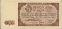 5 złotych 1.07.1948, seria AŁ, numeracja 7214860, Lucow 1246a (R2), Miłczak 135b, delikatnie ugięt..