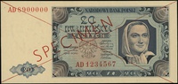 20 złotych 1.07.1948, seria AD, numeracja 123456