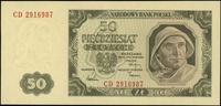 50 złotych 1.07.1948, seria CD, numeracja 2916987, Lucow 1285b (R1) - ilustrowany w katalogu kolek..