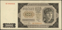 500 złotych 1.07.1948, seria AE, numeracja 8868636, Lucow 1308 (R2), Miłczak 140b, wyśmienity egze..