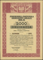 obligacja wartości imiennej 2000 złotych 15.04.1946, emisja A, seria 001850, numeracja 49, Lucow 1..