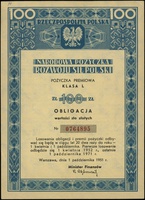 pożyczka premiowa (obligacja) na sumę 100 złotych 1.10.1951, klasa L, numeracja 0764895, Lucow 134..