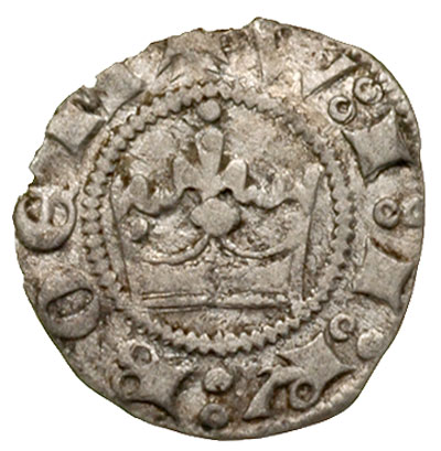 Wacław II Czeski 1300-1305, parwus praski, Aw: Korona i napis w otoku, Rw: Lew czeski i napis, srebro 0.40 g