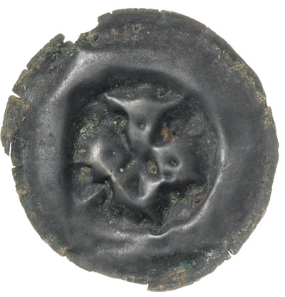 brakteat, 2. poł. XIII w.; Klucz i wieża, srebro