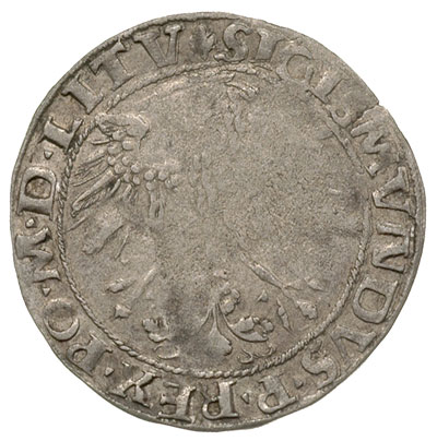 grosz 1535, Wilno, odmiana z literą N pod Pogonią, Ivanauskas 2S27-8, T. 7, resztki lustra menniczego, rzadki
