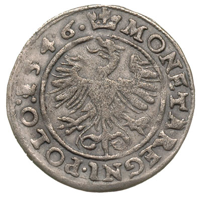 grosz 1546, Kraków, odmiana z dwoma rozetkami po boku korony, patyna